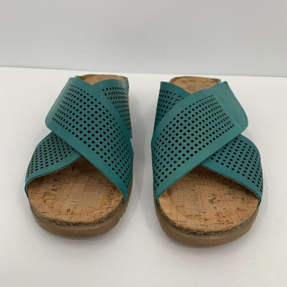 BioNatura Pamina slide comfort sandals green blue mesh criss-cross 39 8 - Picture 5 of 7